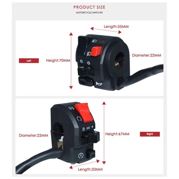 22mm Motorcycle Handlebar Control Switch