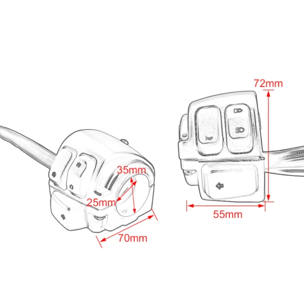 25mm Harley Handlebar Control Switch – Random Design (L7 × W5.5 × H7.2cm)