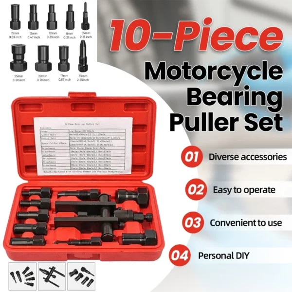 10-Piece Motorcycle Bearing Puller Set